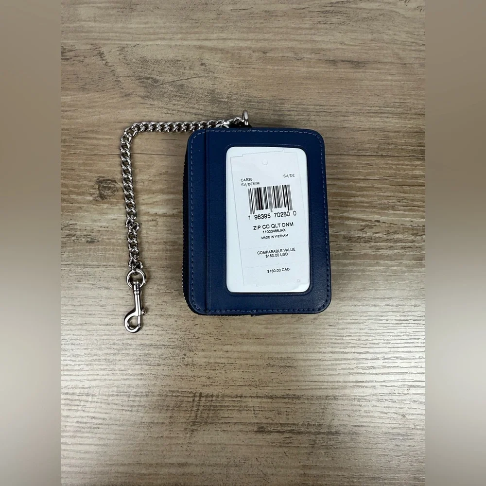 NWT Coach Zip Card CaseWith Quilting CAR26 Denim Price Is Firm - Picture 2 of 3